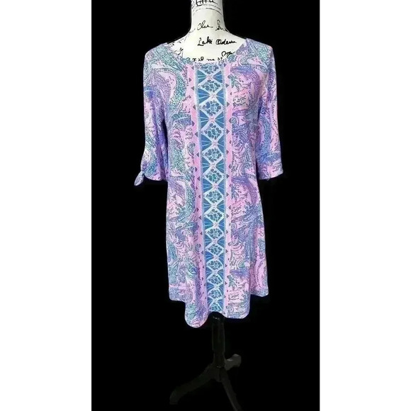 NWT LIlly Pulitzer Preston Dress Coastal Blue Maybe Gator Size M - Picture 6 of 15
